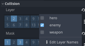collision layer + mask